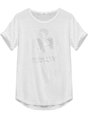 Isabel Marant Etoile Koldi Logo T-shirt, Hvid/Sølv